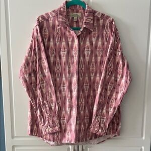 Cabelas Men's Pink Button Up Long Sleeve 100% Cotton Shirt